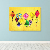 Kleurrijke Chinese lantaarns Canvas Afdruk (Insitu (Houten vloer))