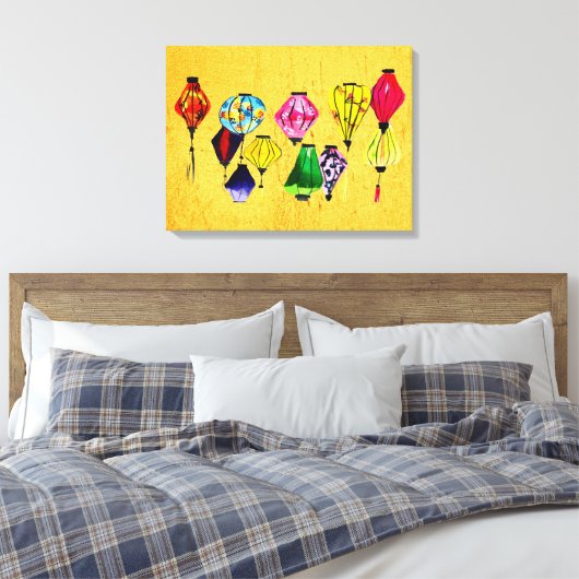 Kleurrijke Chinese lantaarns Canvas Afdruk (Insitu (Slaapkamer))