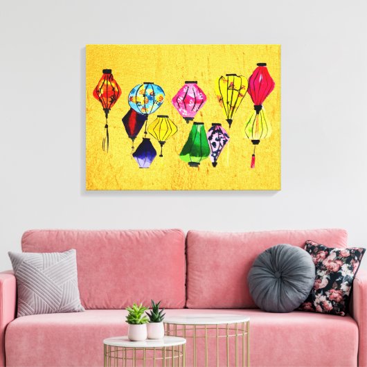 Kleurrijke Chinese lantaarns Canvas Afdruk (Insitu (Woonkamer))