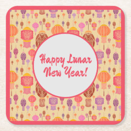 Kleurrijke Chinese Lantaarns Lunar Nieuwjaar Kartonnen Onderzetters