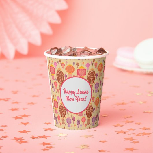 Kleurrijke Chinese Lantaarns Lunar Nieuwjaar Papieren Bekers (Insitu)