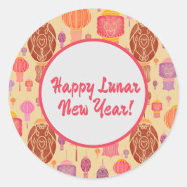 Kleurrijke Chinese Lantaarns Lunar Nieuwjaar Ronde Sticker