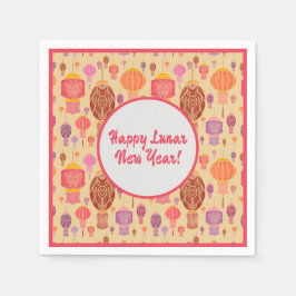 Kleurrijke Chinese Lantaarns Lunar Nieuwjaar Servet