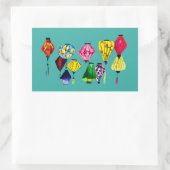 Kleurrijke Chinese lantaarns Rechthoekige Sticker (Tas)