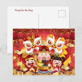 Kleurrijke Chinese nieuwjaarsdraken en -mensen Briefkaart (Voorkant / Achterkant)
