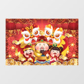 Kleurrijke Chinese nieuwjaarsdraken en -mensen Raamsticker (Vel)