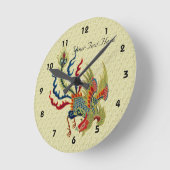 Kleurrijke Chinese Rooster Art Ronde Klok (Hoek)