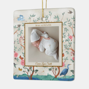 Kleurrijke chinoiserie met fotolijst  keramisch ornament
