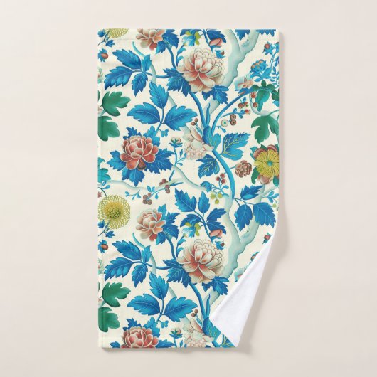 Kleurrijke Chinoiserie Traditioneel Bloemenpatroon Bad Handdoek (Handdoek)