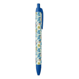 Kleurrijke Chinoiserie Traditioneel Bloemenpatroon Blauwe Inkt Pen