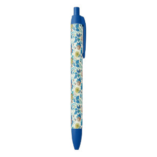Kleurrijke Chinoiserie Traditioneel Bloemenpatroon Blauwe Inkt Pen