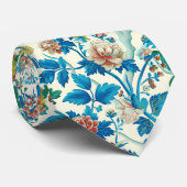 Kleurrijke Chinoiserie Traditioneel Bloemenpatroon Stropdas (Opgerold)