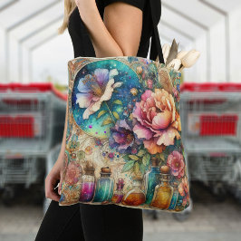 Kleurrijke chique  Art Nouveau Floral Tote Bag