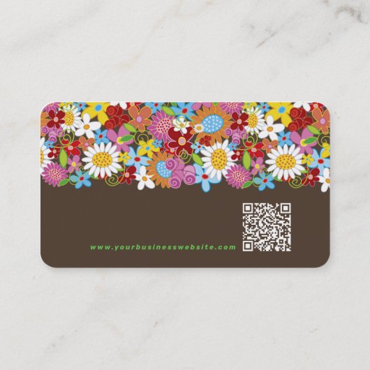 Kleurrijke chique leuke grillige lente bloemen tui visitekaartje (Achterkant)