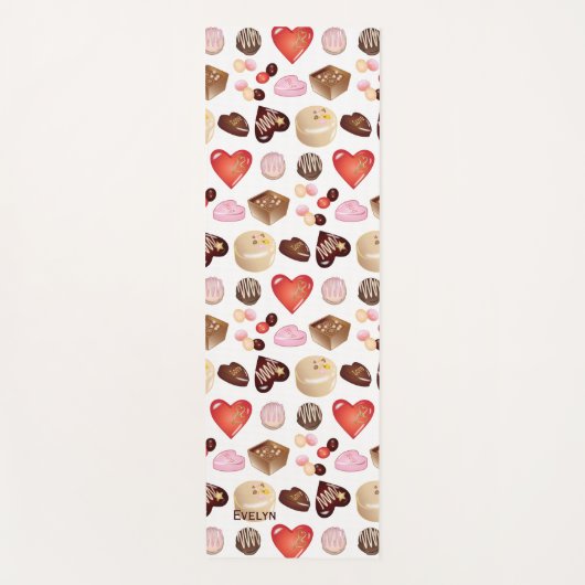 Kleurrijke Chocolade Snoep Hartpatroon Yogamat (Voorkant)