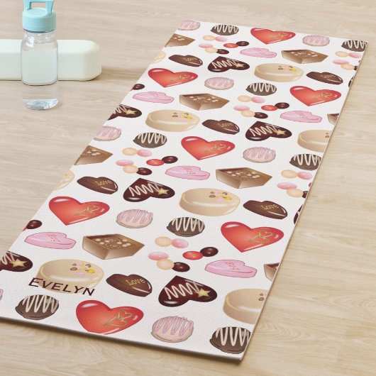 Kleurrijke Chocolade Snoep Hartpatroon Yogamat