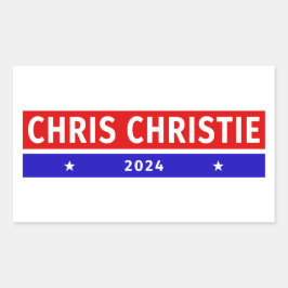 Kleurrijke Chris Christie 2024 Verkiezingsstemming Rechthoekige Sticker
