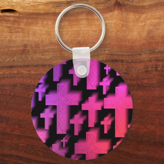 Kleurrijke Christelijke kruising Sleutelhanger (Voorkant)