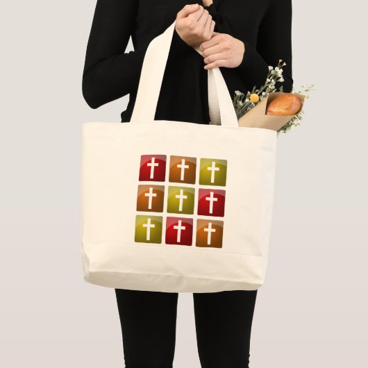 Kleurrijke Christelijke kruisingen Grote Tote Bag (Voorkant (product))