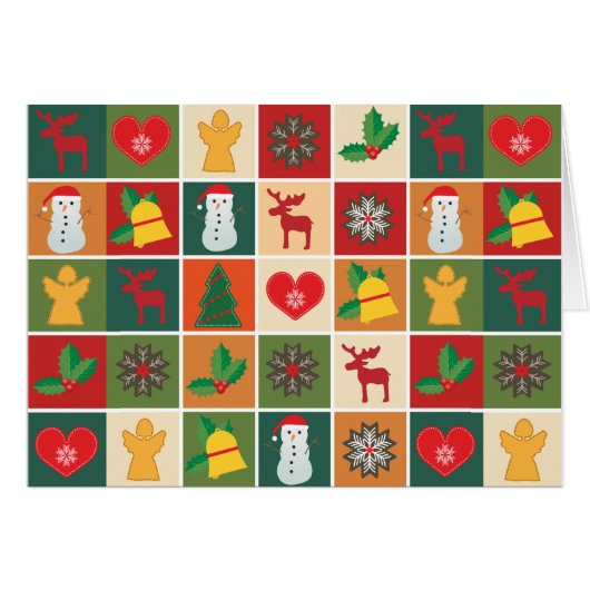 Kleurrijke Christmas Collage Wenskaart (Voorkant Horizontaal)