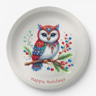 Kleurrijke Christmas Owl Holiday Paper Bord