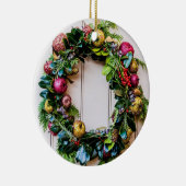 Kleurrijke Christmas Wreath Country Keramisch Ornament (Rechts)
