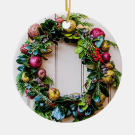 Kleurrijke Christmas Wreath Country Keramisch Ornament
