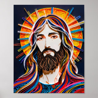 kleurrijke Christus Poster