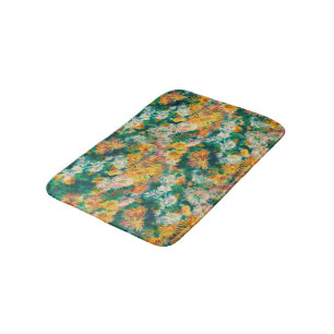Kleurrijke chrysantentuin in vintage stijl badmat