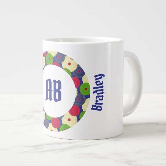 Kleurrijke Chrysanthemum Ring Jumbo Mok (Voorkant rechts)