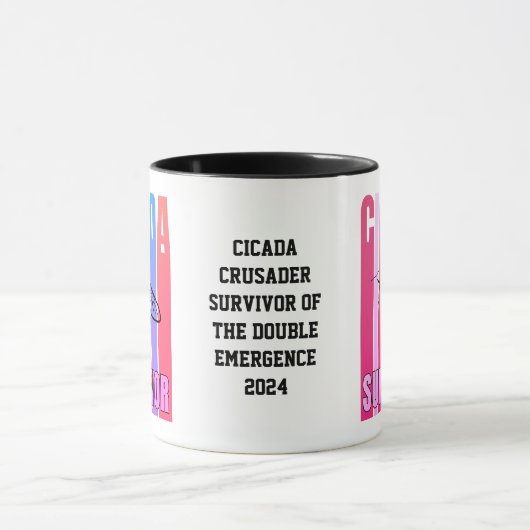 Kleurrijke CICADA SURVIVOR met aangepaste tekst Mok (Midden)