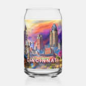 Kleurrijke Cincinnati Skyline Blikvorm Glas (Voorkant)