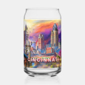 Kleurrijke Cincinnati Skyline Blikvorm Glas (Achterkant)