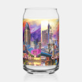 Kleurrijke Cincinnati Skyline Blikvorm Glas (Rechts)