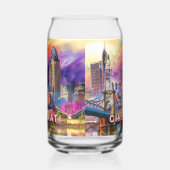 Kleurrijke Cincinnati Skyline Blikvorm Glas (Links)