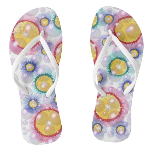 Kleurrijke Circles en Bubbles Trendy Teenslippers (Voetbed)