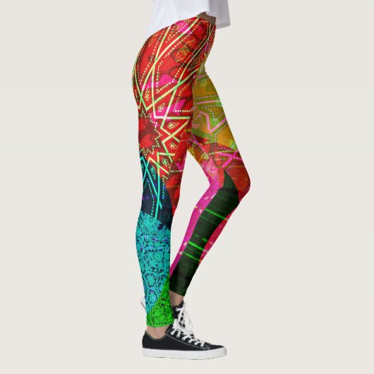 Kleurrijke circulaire Abstracte kunst Leggings (Rechts)