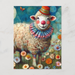 Kleurrijke Circus Clown Schaap Briefkaart