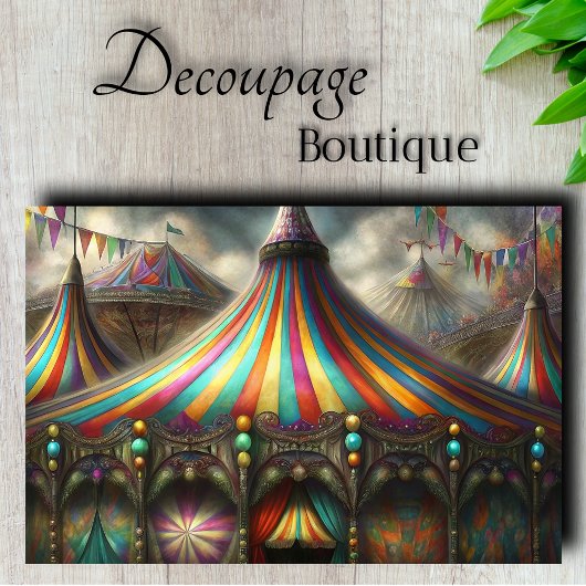 Kleurrijke Circustent Decoupage Tissuepapier