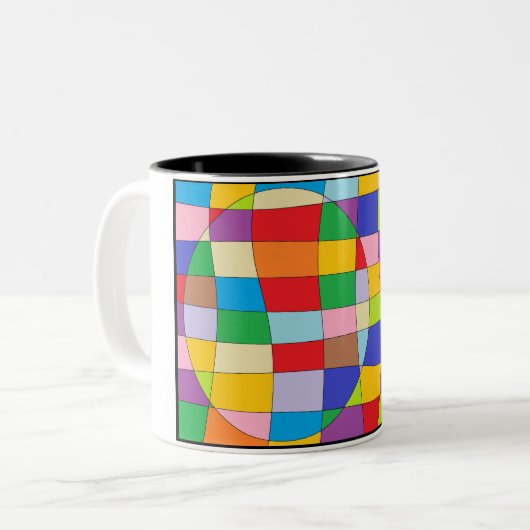 Kleurrijke cirkel tweekleurige koffiemok (Voorkant links)