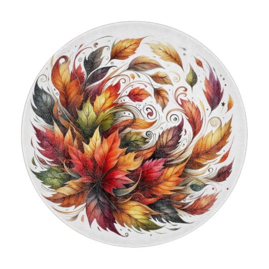 KLEURRIJKE CIRKEL VAN HERFST HERFSTBLADEREN SNIJPLANK (Voorkant)