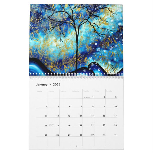 Kleurrijke Cirkel van het Leven Boom Art 2024 Kale Kalender (Jan 2026)