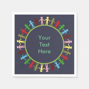 Kleurrijke cirkel van mensen - aangepaste tekst servet