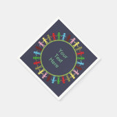 Kleurrijke cirkel van mensen - aangepaste tekst servet (Hoek)