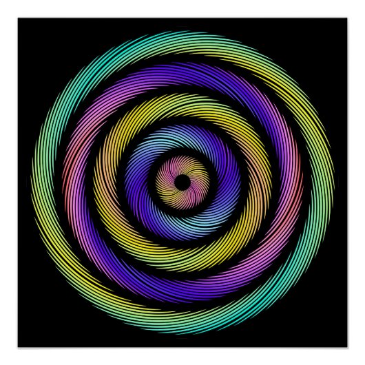 kleurrijke cirkel van streepjes perfect poster (Voorkant)