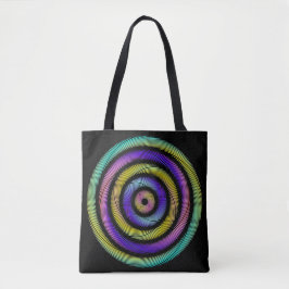 kleurrijke cirkel van streepjes tote bag