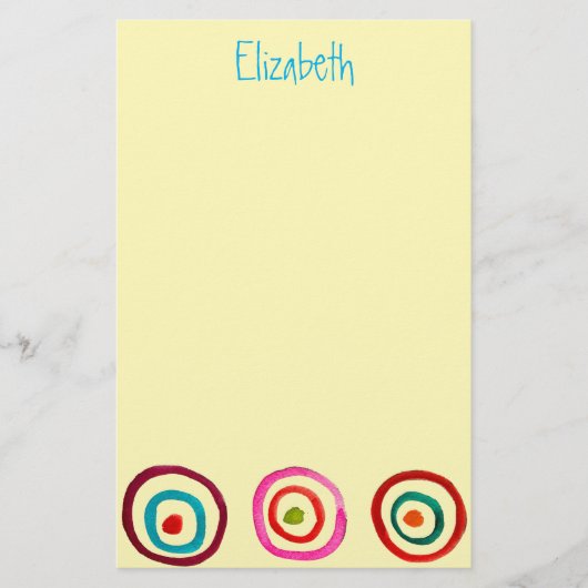 Kleurrijke cirkelregenboogwaterverf briefpapier (Voorkant)