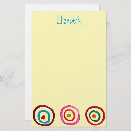 Kleurrijke cirkelregenboogwaterverf briefpapier (Voorkant / Achterkant)