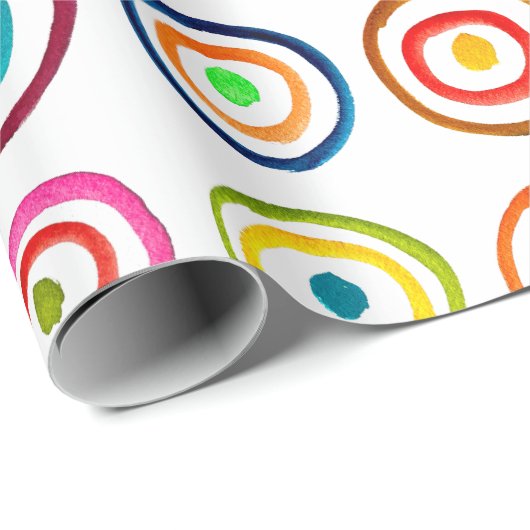 Kleurrijke cirkelregenboogwaterverf cadeaupapier (Rol Hoek)