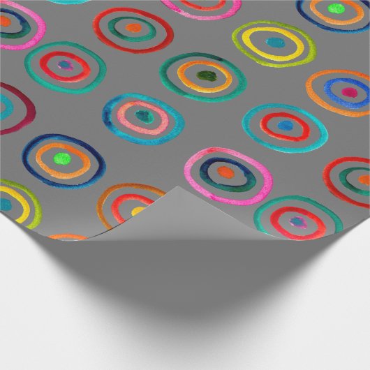 Kleurrijke cirkelregenboogwaterverf cadeaupapier (Hoek)